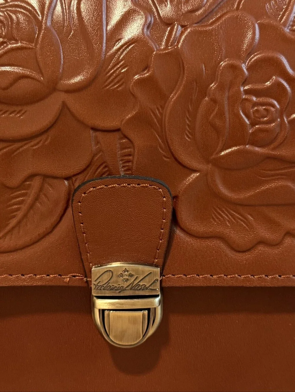 Patricia Nash Tooled Floral Leather Crossbody Bag Cognac NWT Romantic Boho Chic